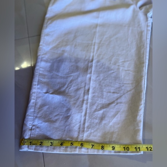 Palm Grove Women's  2X  Beige Palm Flower Printed Pull On Cropped Pants Wide Leg - Picture 12 of 16